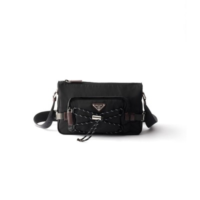 PRADA SPEEDROCK RE-NYLON AND LEATHER SHOULDER BAG 2VH192 (28*17.5*10cm)